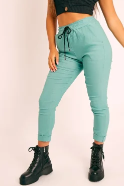 Rebellious Fashion Sage Drawstring Waist Trousers - Maddi