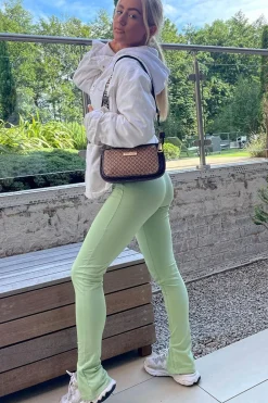 Rebellious Fashion Sage Front Split Leggings - Polly