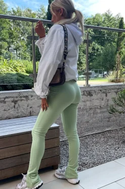 Rebellious Fashion Sage Front Split Leggings - Polly