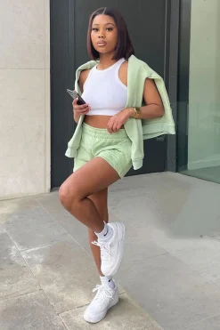 Rebellious Fashion Sage Quilted Lounge Shorts - Alaiza