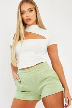 Rebellious Fashion Sage Quilted Lounge Shorts - Alaiza