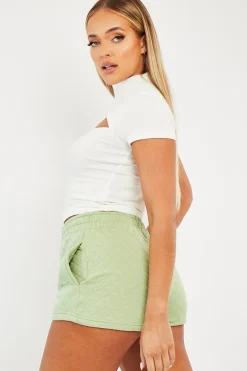 Rebellious Fashion Sage Quilted Lounge Shorts - Alaiza