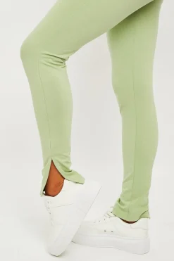 Rebellious Fashion Sage Side Split Leggings - Oliviah
