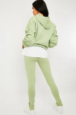 Rebellious Fashion Sage Side Split Leggings - Oliviah