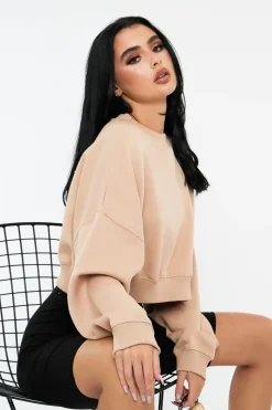 Rebellious Fashion Sand Cropped Sweatshirt - Kieva