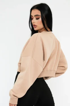 Rebellious Fashion Sand Cropped Sweatshirt - Kieva
