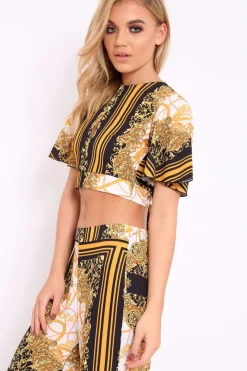 Rebellious Fashion Scarf Print Crop Top - Suzie