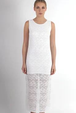 Rebellious Fashion Scarlet White Lace Split Side Dress