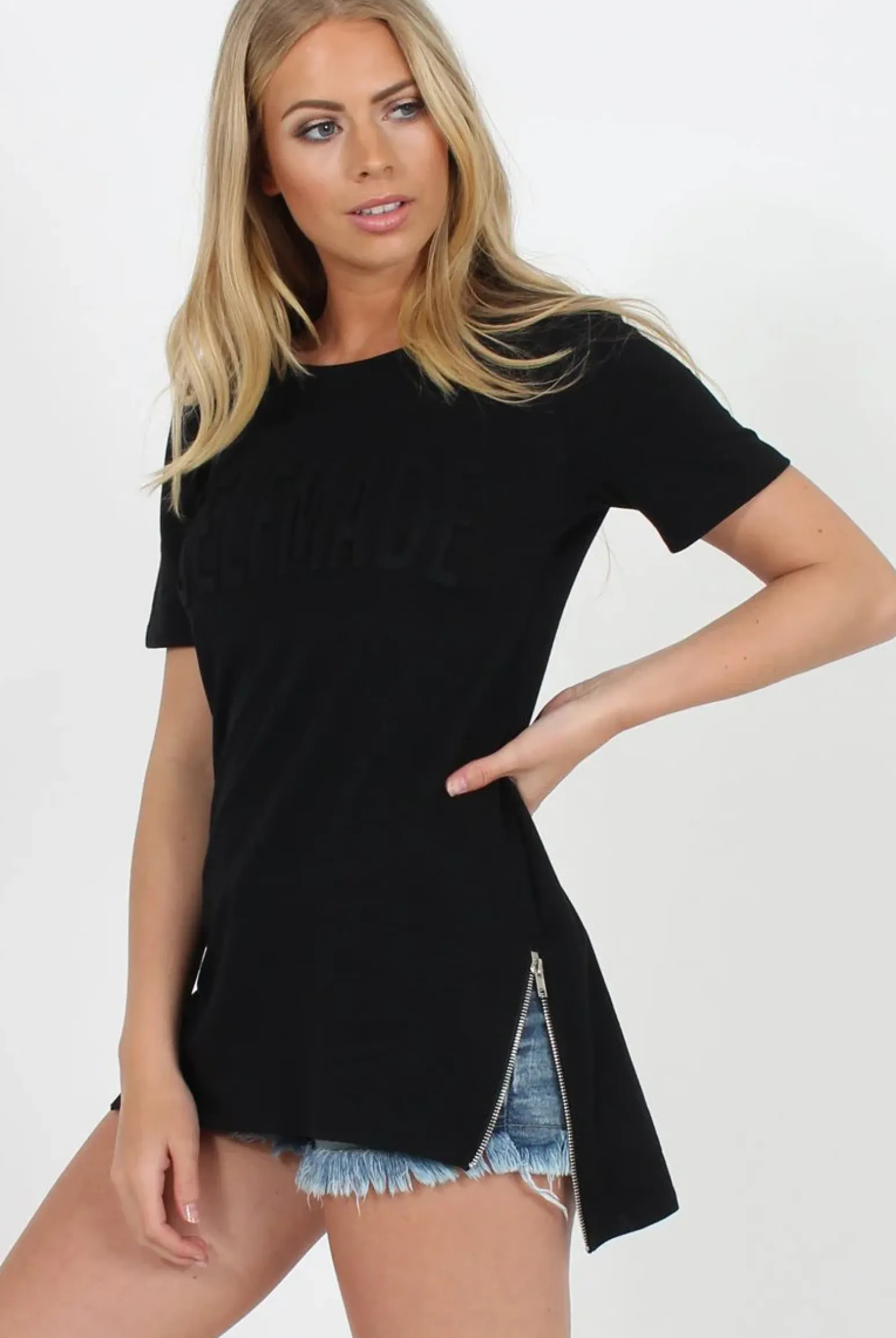 Rebellious Fashion SelfMade Black 3-D Slogan T-Shirt - Chandler