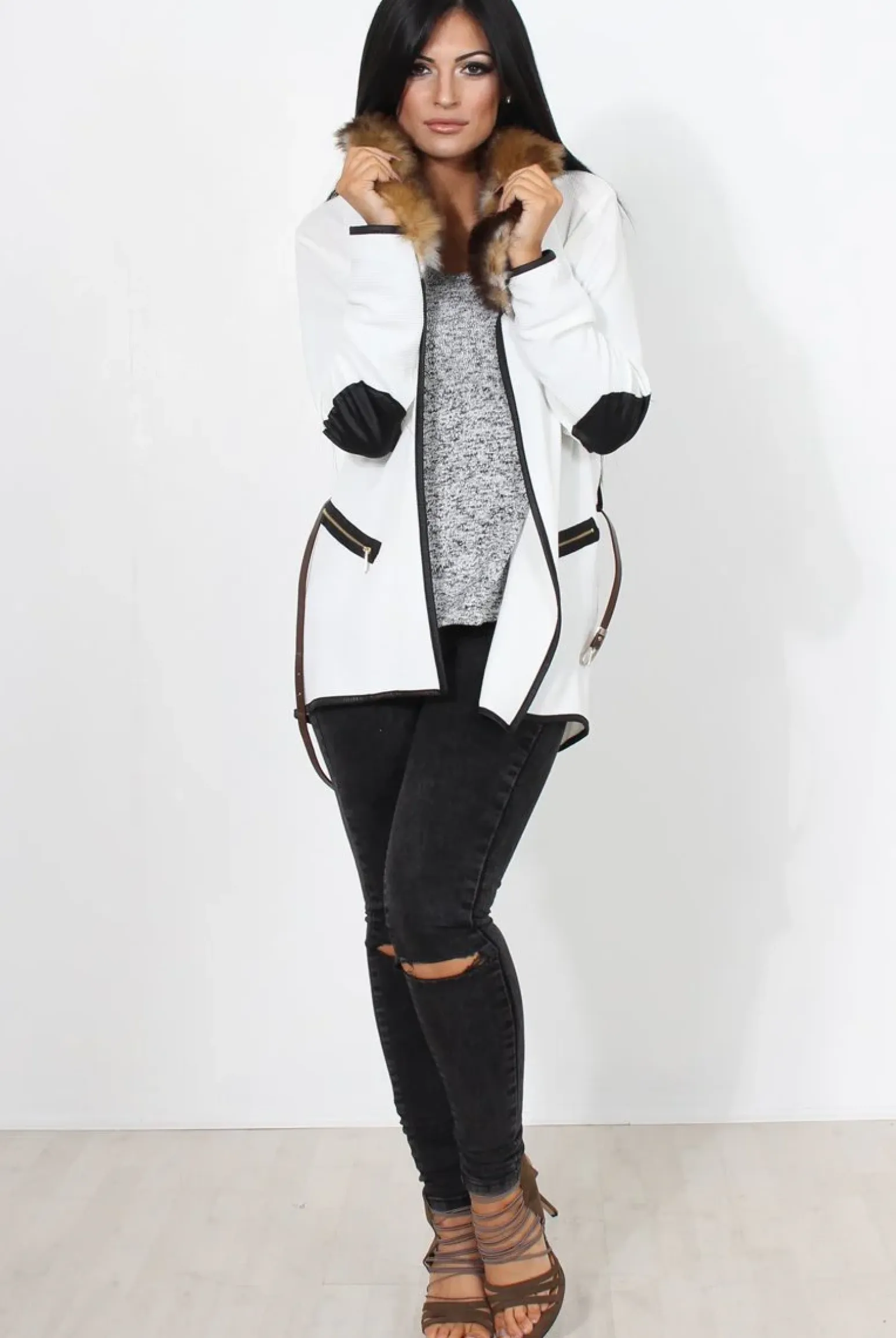 Rebellious Fashion Seneta White Faux Fur jacket