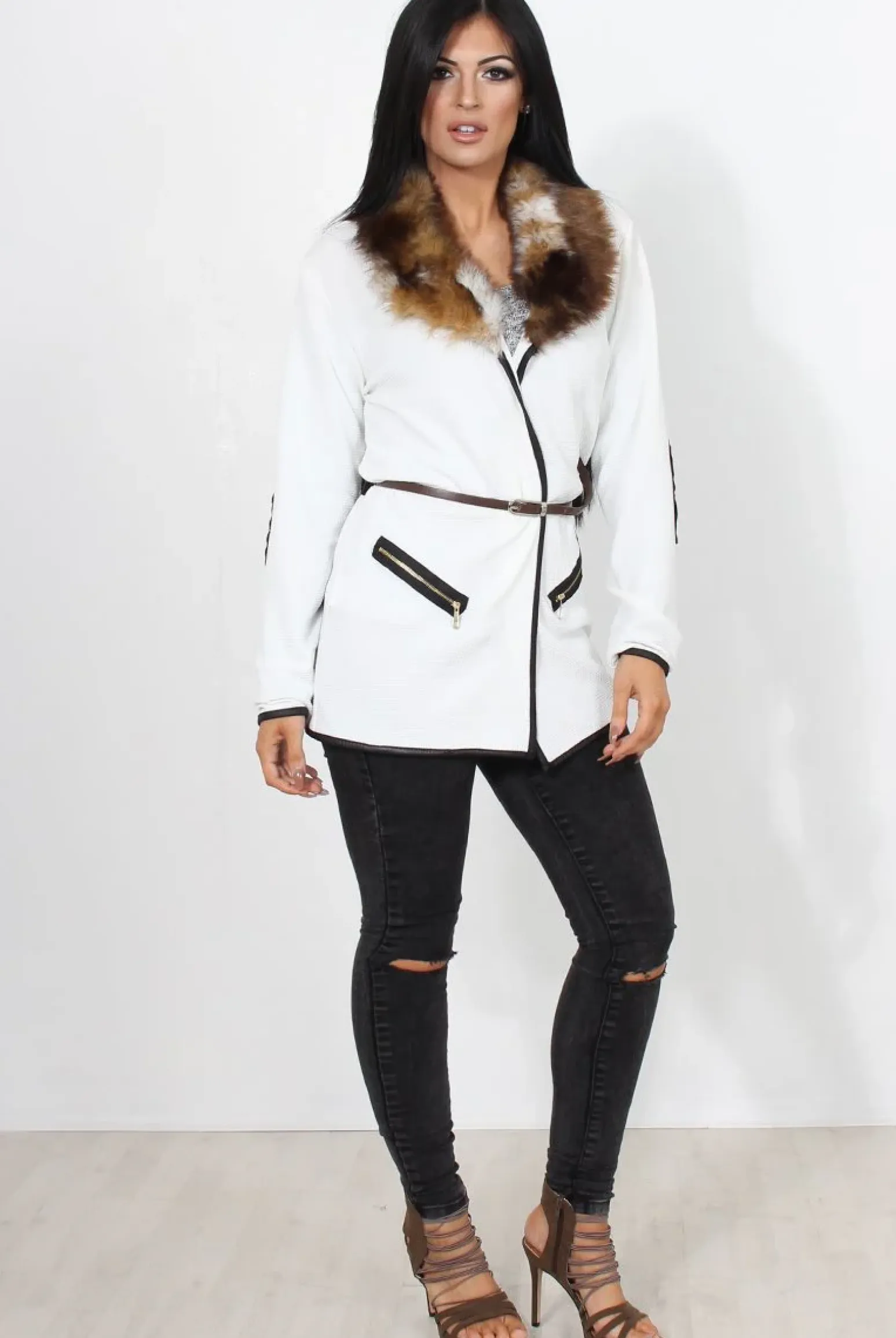 Rebellious Fashion Seneta White Faux Fur jacket