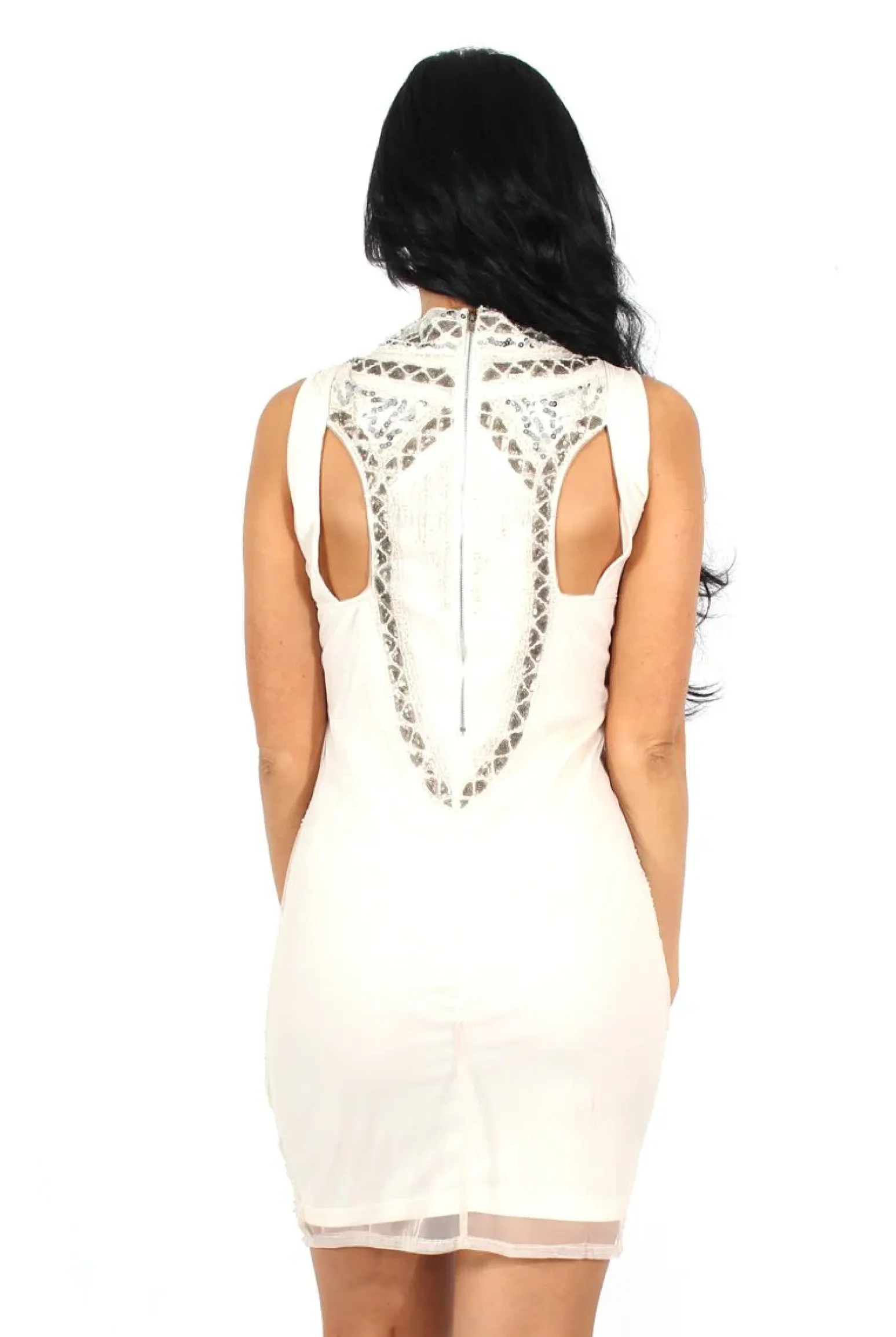 Rebellious Fashion Serena White Sequin Bodycon Dress