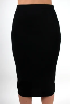 Rebellious Fashion Shannon Black Textured Midi Skirt