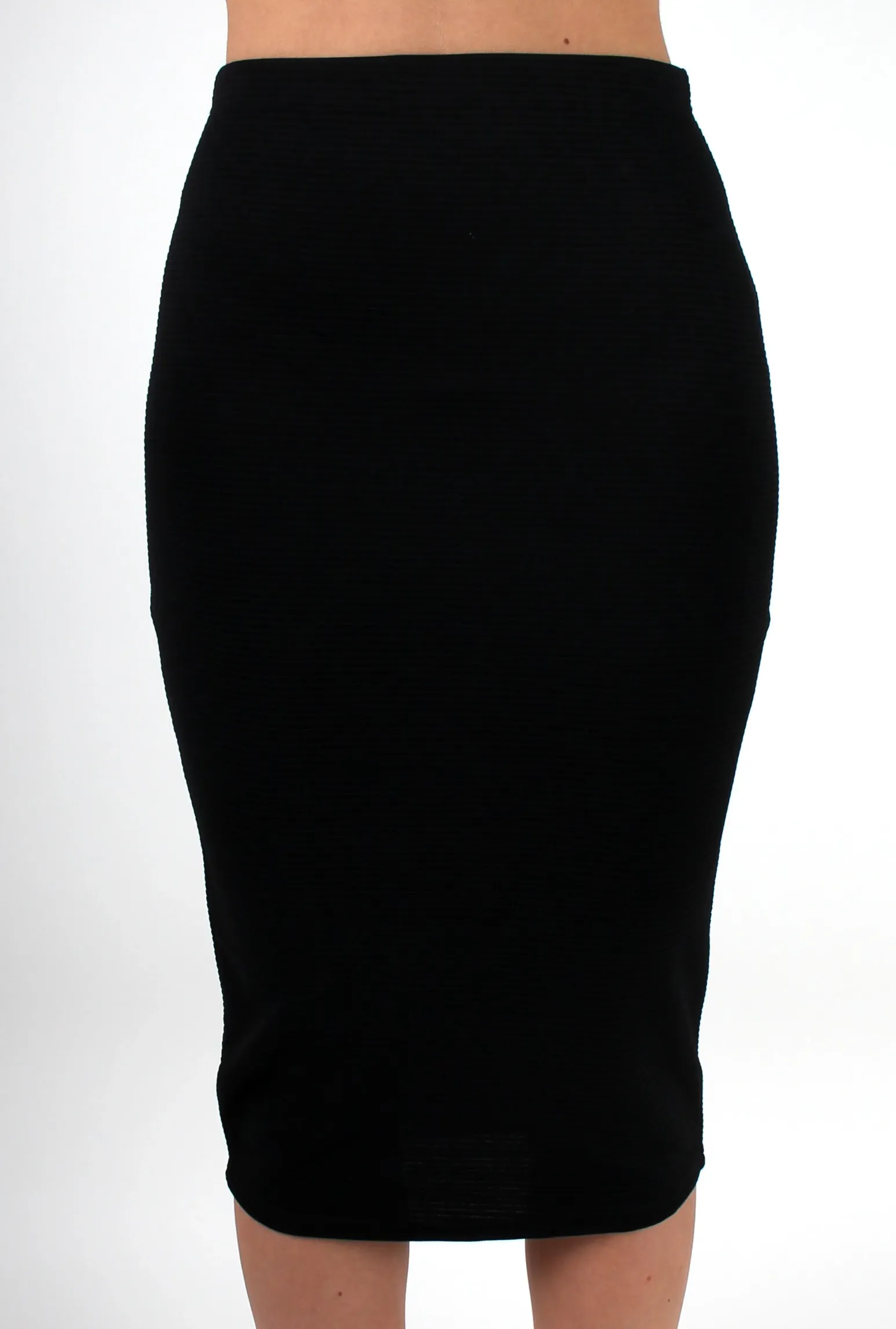 Rebellious Fashion Shannon Black Textured Midi Skirt