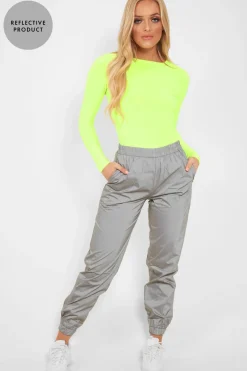 Rebellious Fashion Silver Elasticated Jogger Style Trousers - Freddie