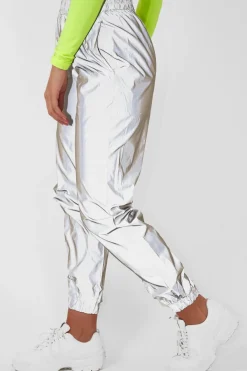 Rebellious Fashion Silver Elasticated Jogger Style Trousers - Freddie