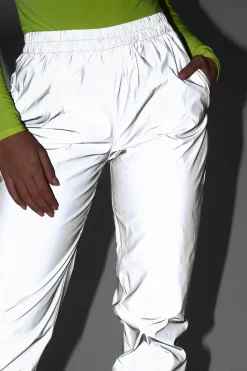 Rebellious Fashion Silver Elasticated Jogger Style Trousers - Freddie