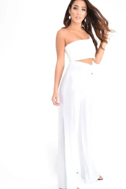 Rebellious Fashion Silver Metallic High Waist Wide Leg Trousers - Lissette