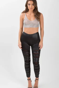 Rebellious Fashion Silver Sheer Metallic Knit Bralet - Sadie