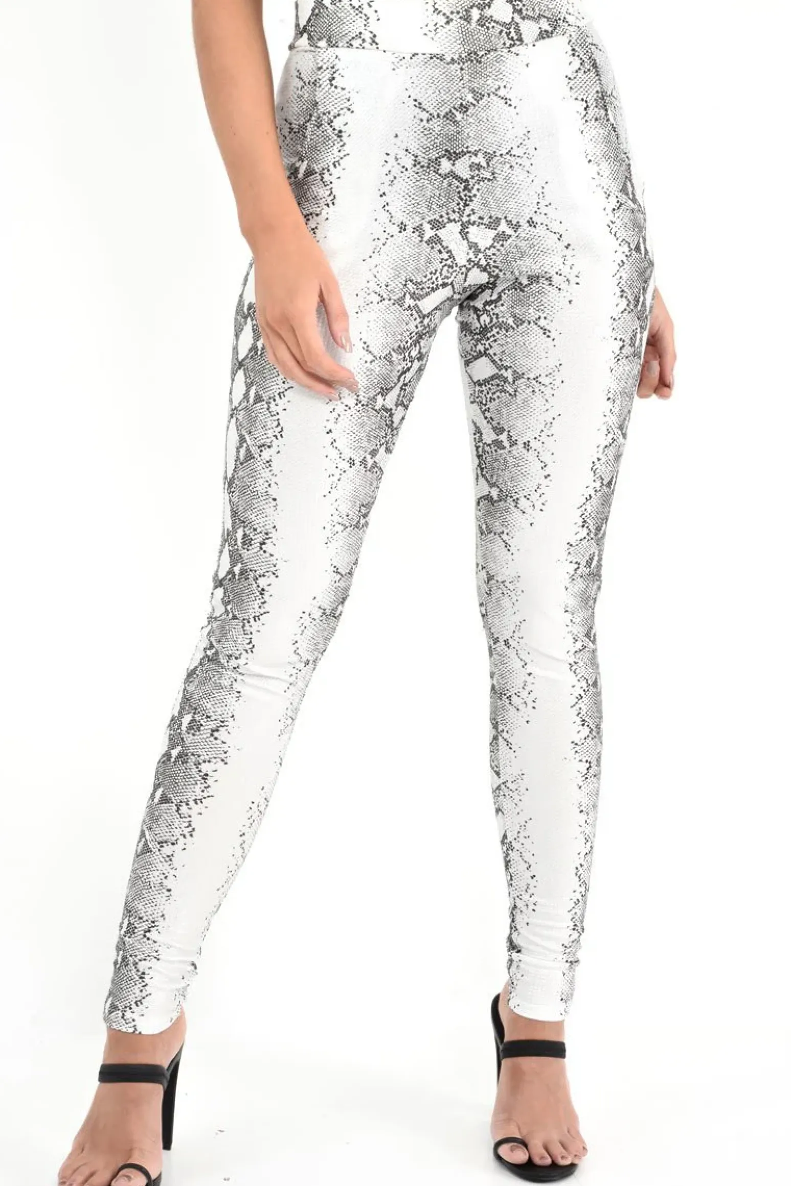 Rebellious Fashion Silver Snake Shimmer High Waist Skinny Trousers - Briele