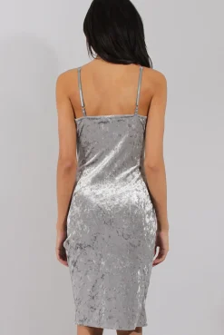Rebellious Fashion Silver Velvet Wrap Around Dress - Hannah