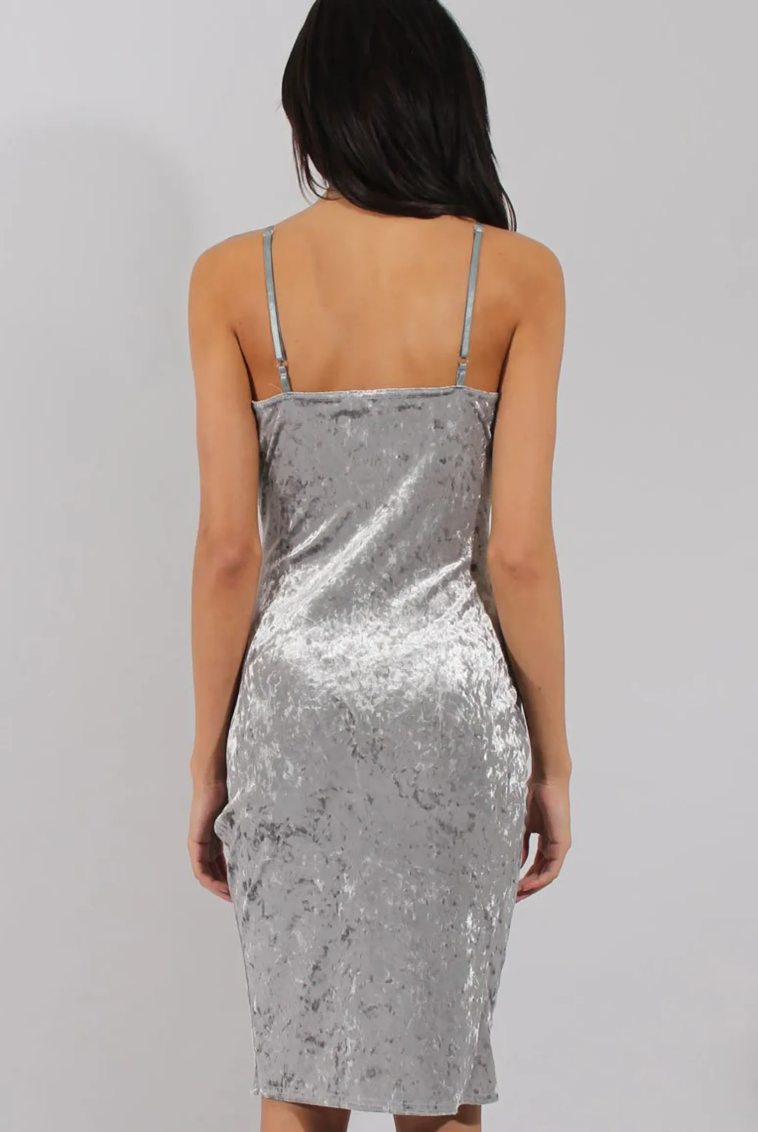 Rebellious Fashion Silver Velvet Wrap Around Dress - Hannah