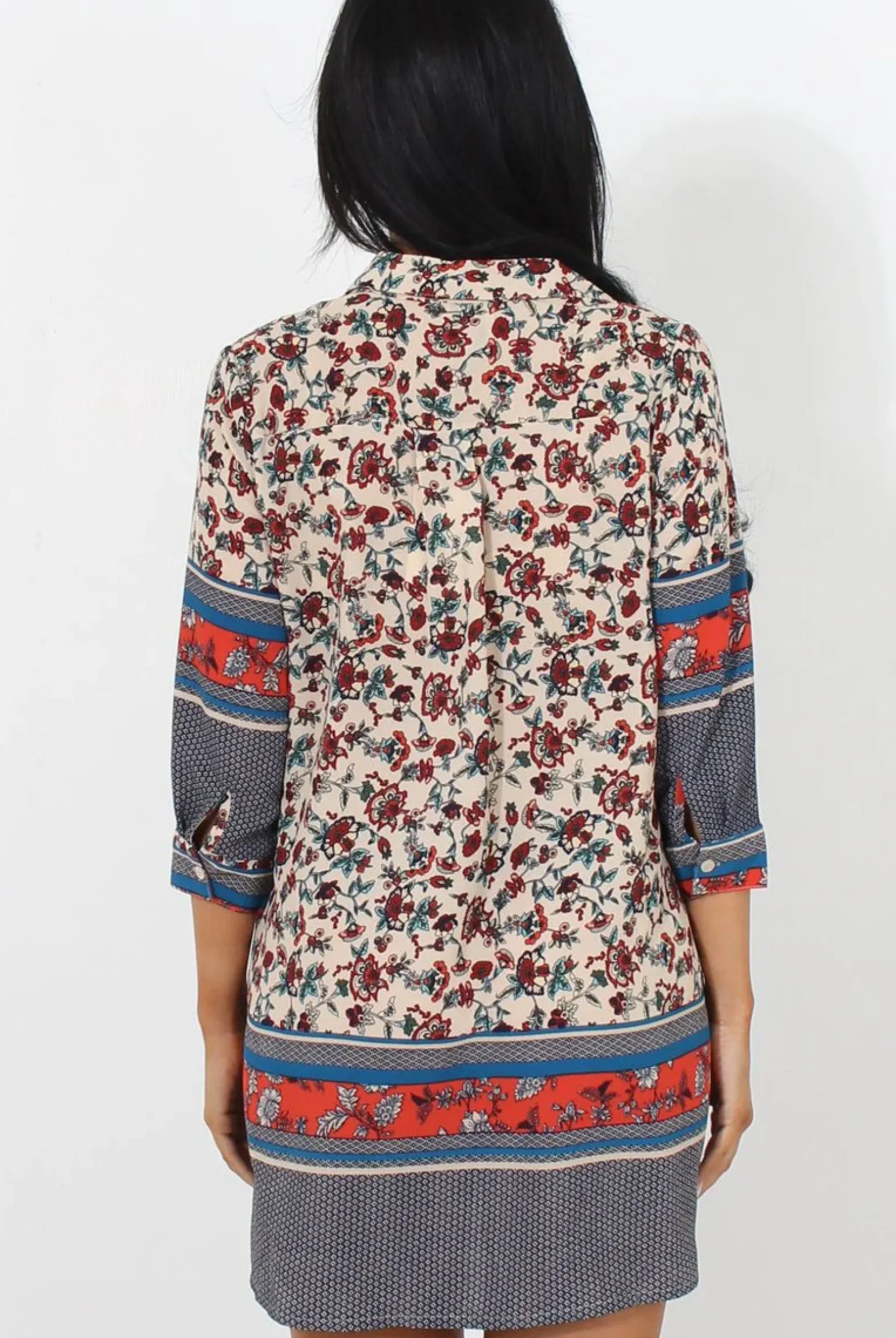 Rebellious Fashion Sissi Beige Floral Shirt Dress
