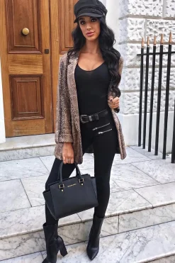 Rebellious Fashion Snake Print Coated Longline Blazer - Avilyn