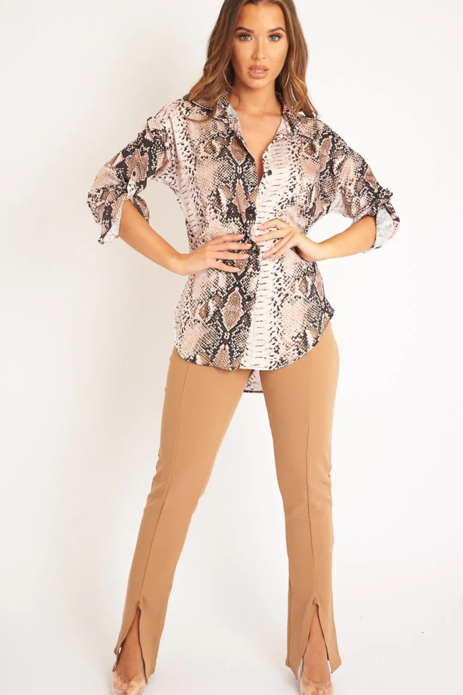 Rebellious Fashion Snake Print Satin Shirt - Ivani