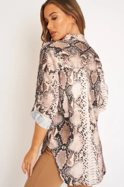 Rebellious Fashion Snake Print Satin Shirt - Ivani