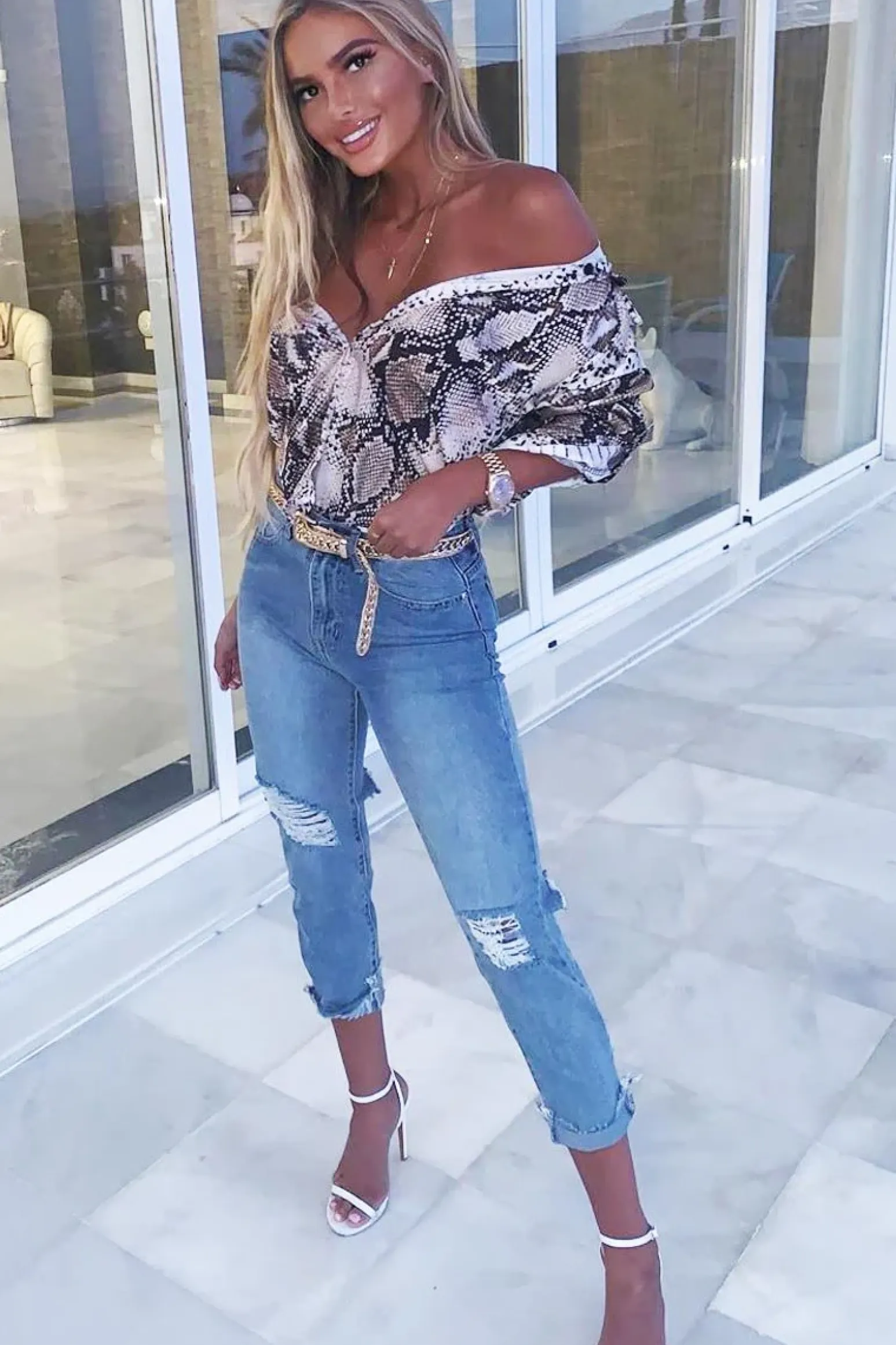 Rebellious Fashion Snake Print Satin Shirt - Ivani