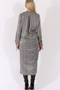 Rebellious Fashion Snake Print Wrap Front Dip Hem Shirt - Kamlyn