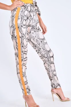 Rebellious Fashion Snake Tie Waist Mustard Stripe Trousers - Isela