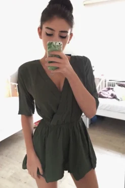 Rebellious Fashion Soren Khaki Cross Over Playsuit