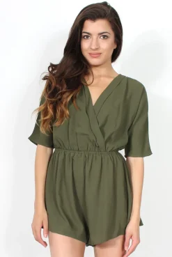 Rebellious Fashion Soren Khaki Cross Over Playsuit