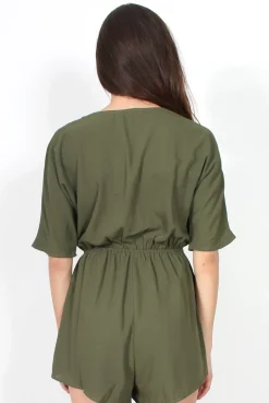 Rebellious Fashion Soren Khaki Cross Over Playsuit