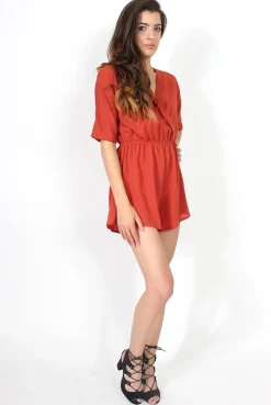 Rebellious Fashion Soren Rust Cross Over Playsuit