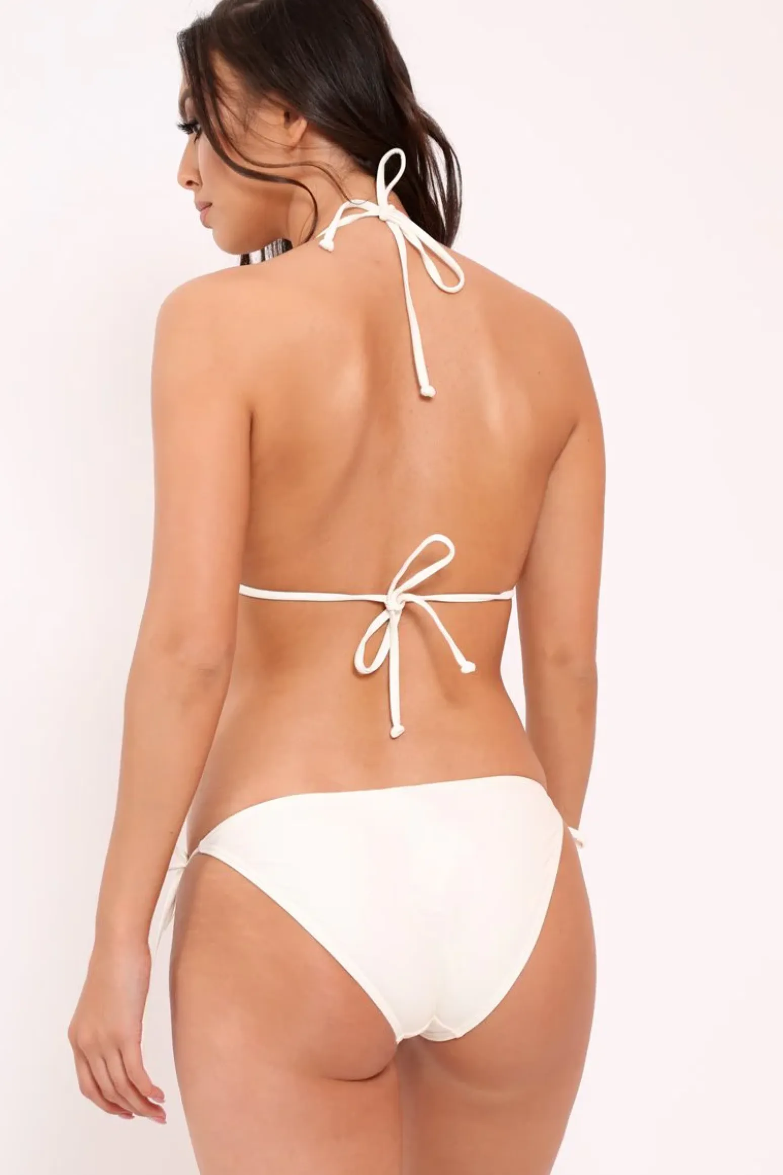 Rebellious Fashion South Beach Cream Embroidered Triangle Tassel Bikini