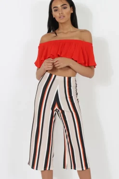 Rebellious Fashion Stone and Black Stripe Culotte - Margo