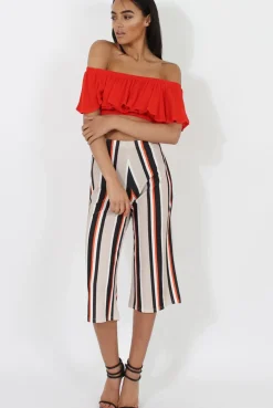 Rebellious Fashion Stone and Black Stripe Culotte - Margo