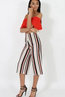Rebellious Fashion Stone and Black Stripe Culotte - Margo