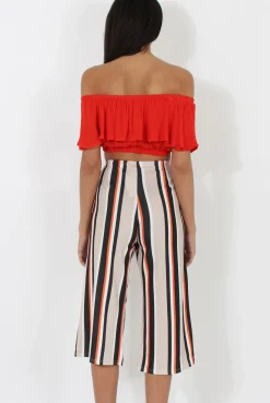 Rebellious Fashion Stone and Black Stripe Culotte - Margo