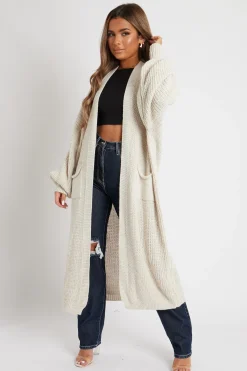 Rebellious Fashion Stone Balloon Sleeve Maxi Knit Cardigan - Imara