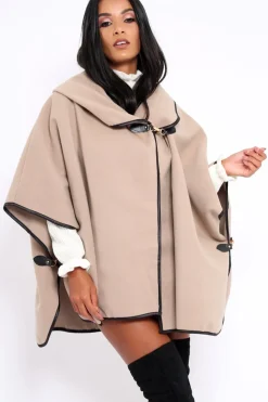 Rebellious Fashion Stone Buckle Clasp Poncho - Jozie