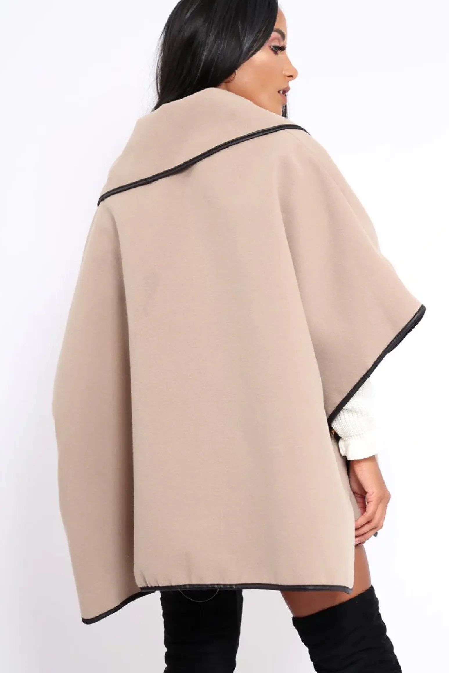 Rebellious Fashion Stone Buckle Clasp Poncho - Jozie