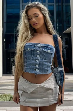 Rebellious Fashion Stone Cargo Button Front Mini Skirt - Archie