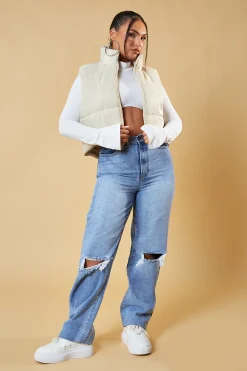 Rebellious Fashion Stone Cropped Puffer Gilet - Zura