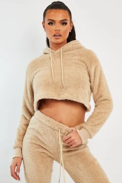 Rebellious Fashion Stone Cropped Teddy Hoodie - Amyia