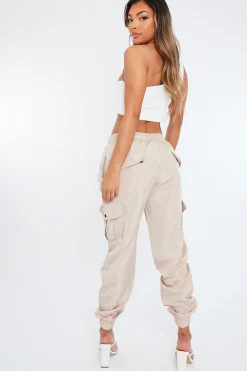 Rebellious Fashion Stone Cuffed Hem Shell Cargo Joggers - Iris