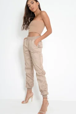 Rebellious Fashion Stone Cuffed Leg Cargo Trousers - Kyrah